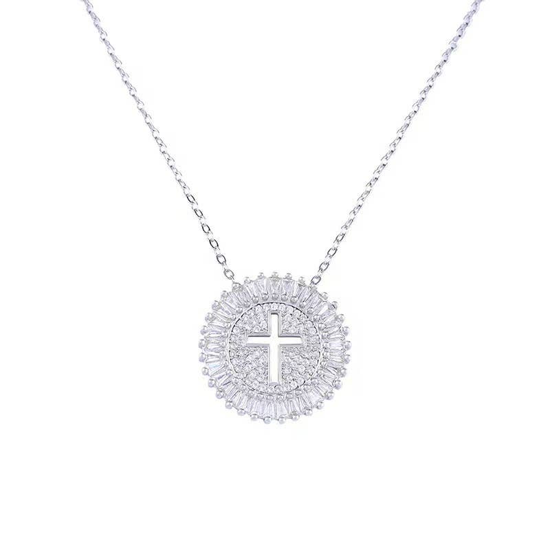 Round Cross Glam Necklace