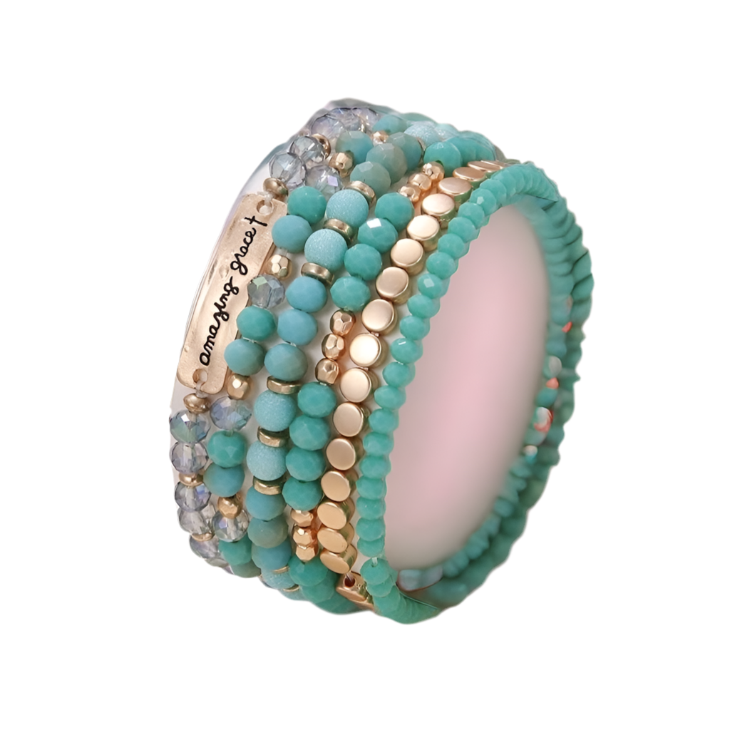 Amazing Grace Beaded Bracelet-Turquoise