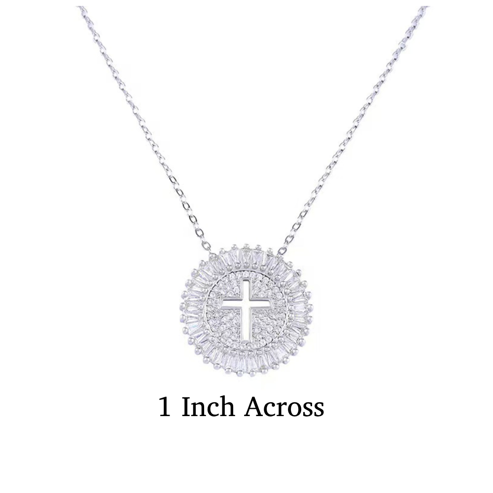 Round Cross Glam Necklace