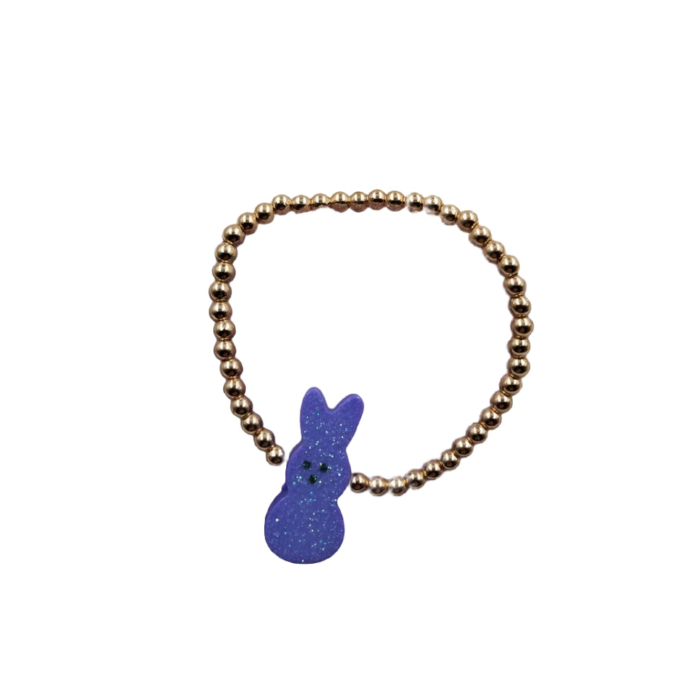 Easter Bunny Gold Beaded Bracelet