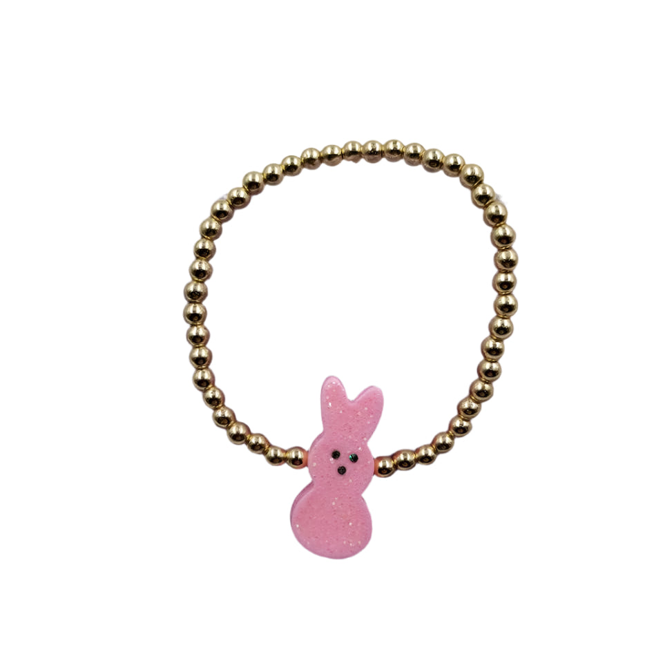 Easter Bunny Gold Beaded Bracelet