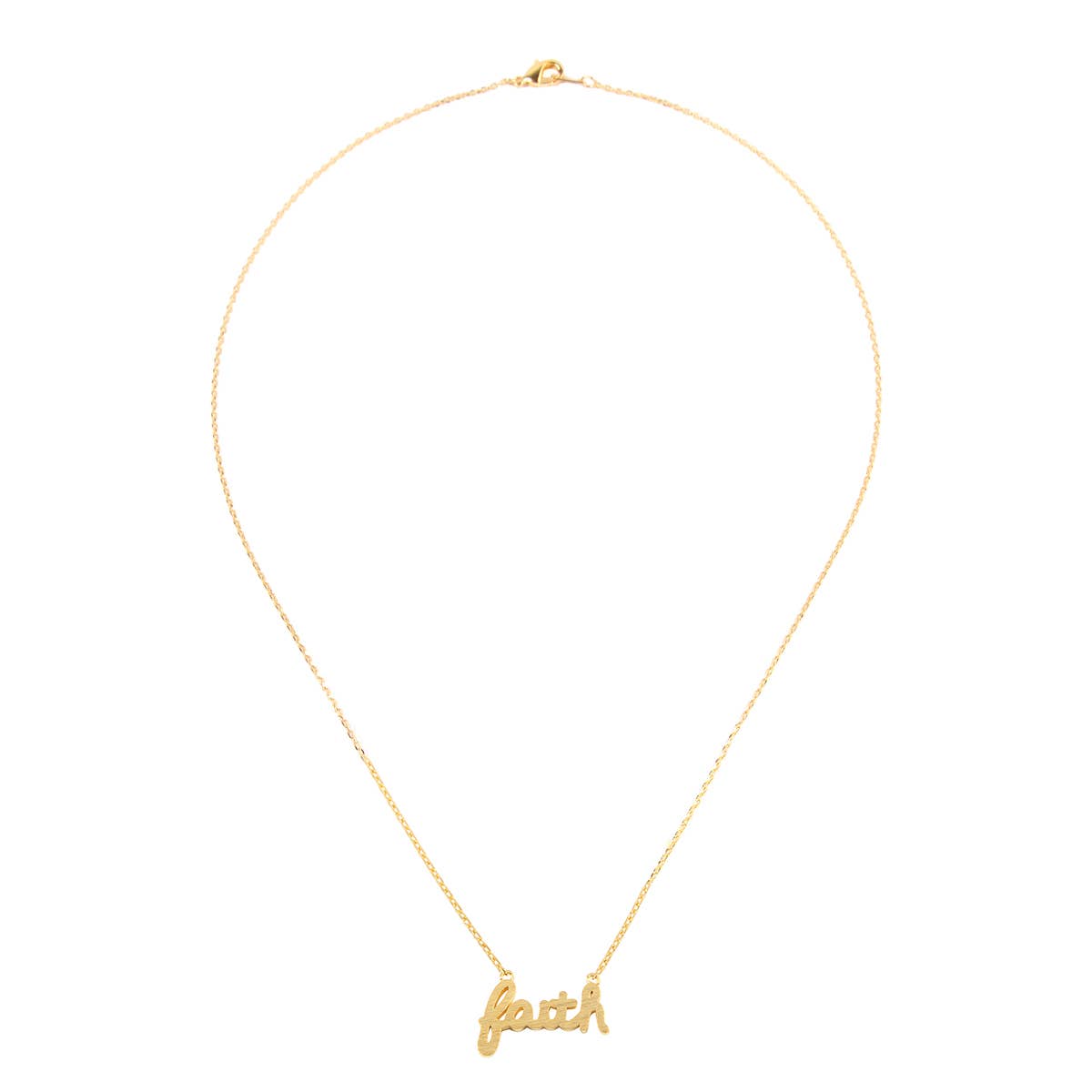 "Faith" Cast Pendant Necklace: Gold