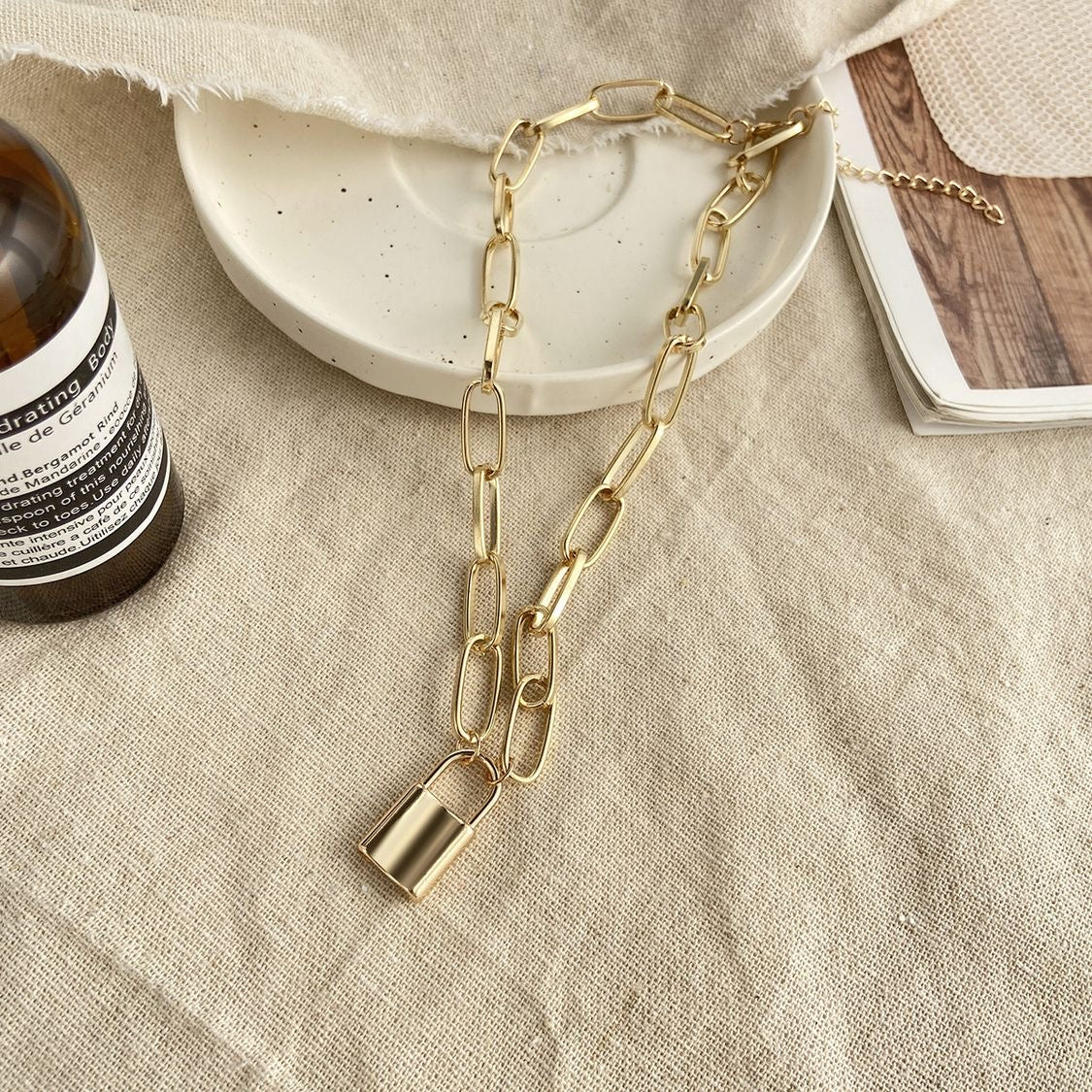 Gold Lock Necklace