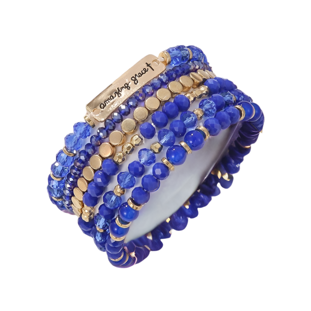 Amazing Grace Beaded Bracelet- Blue