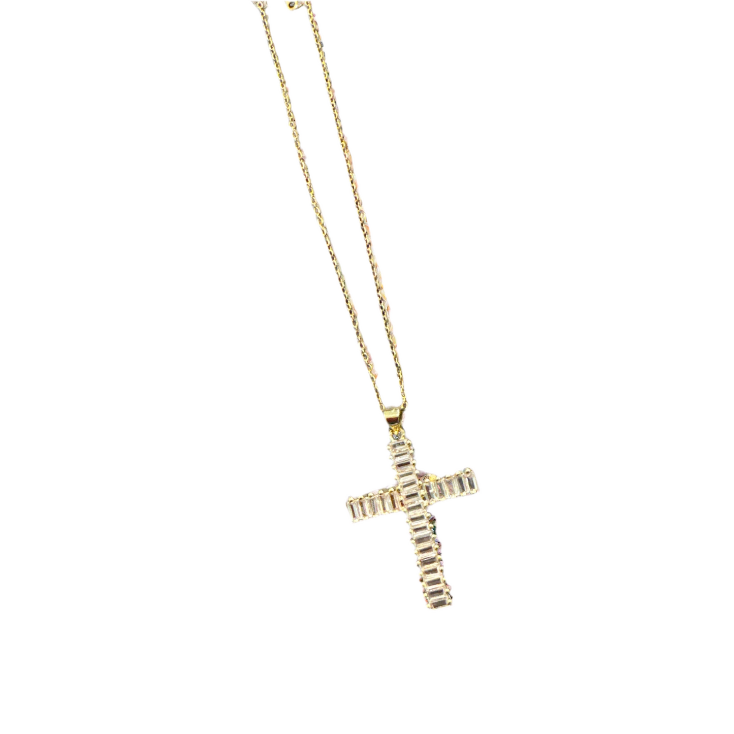Gold & Crystal Cross Necklace