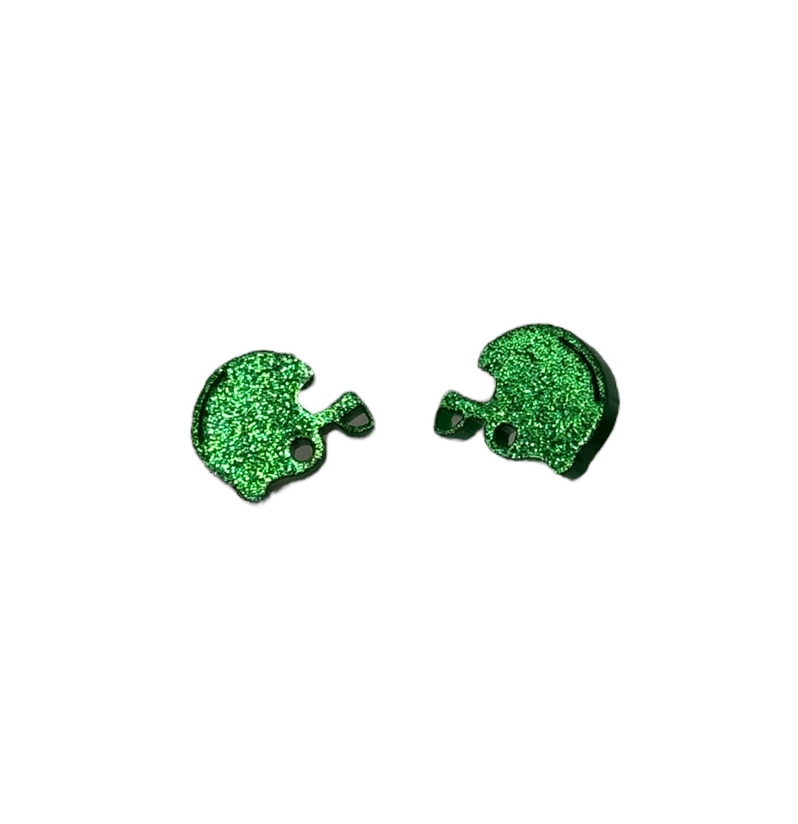 Green Glitter Helmet Earrings