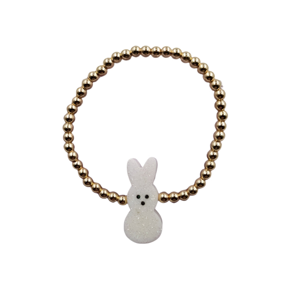 Easter Bunny Gold Beaded Bracelet