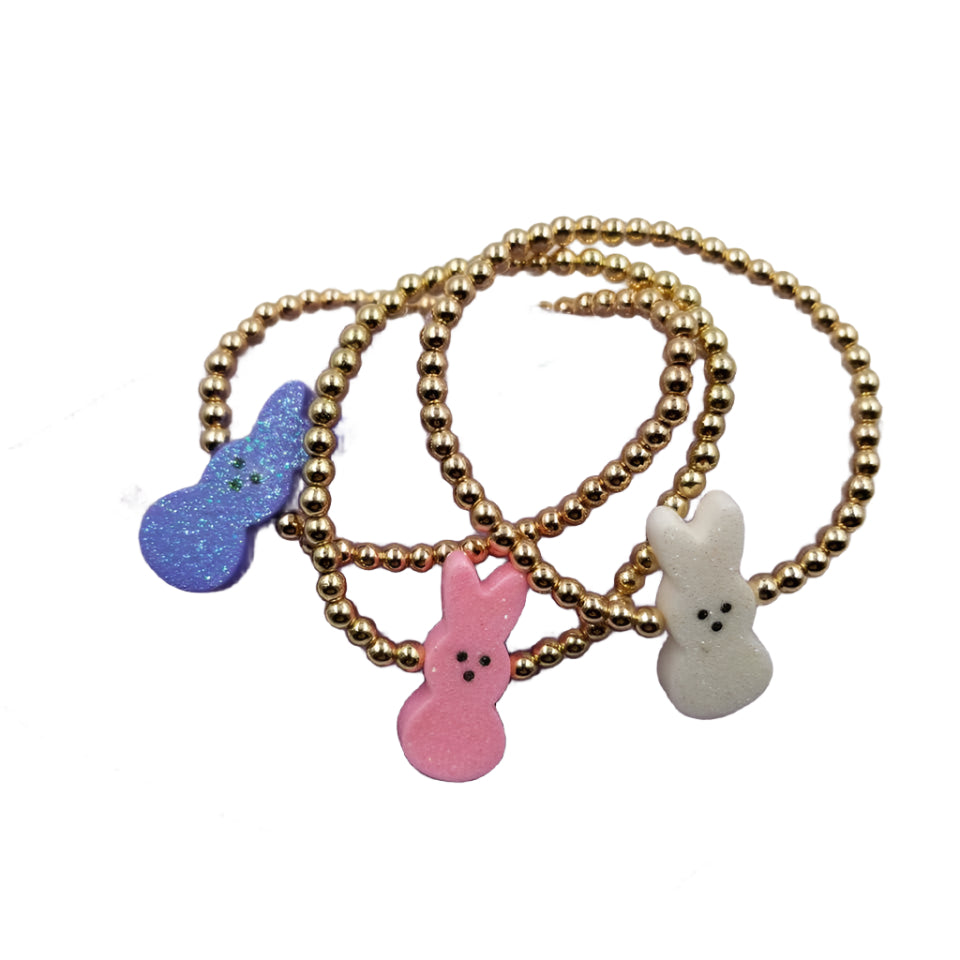 Easter Bunny Gold Beaded Bracelet