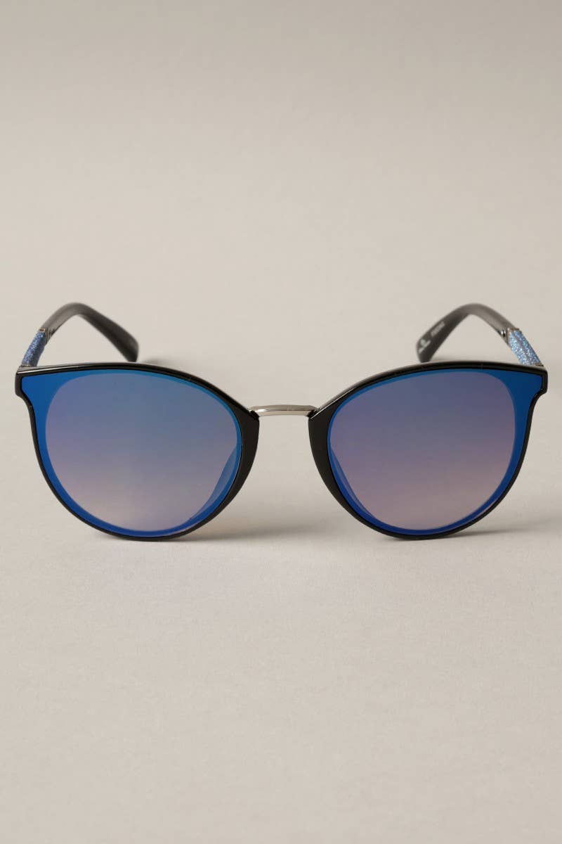 Women's Round Glitter Arm Sunglasses: 12 ASSORTED COLOR / One Size