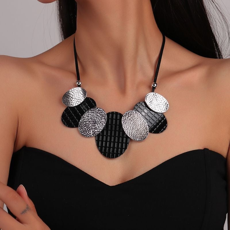 Textured Black and Silver Necklace