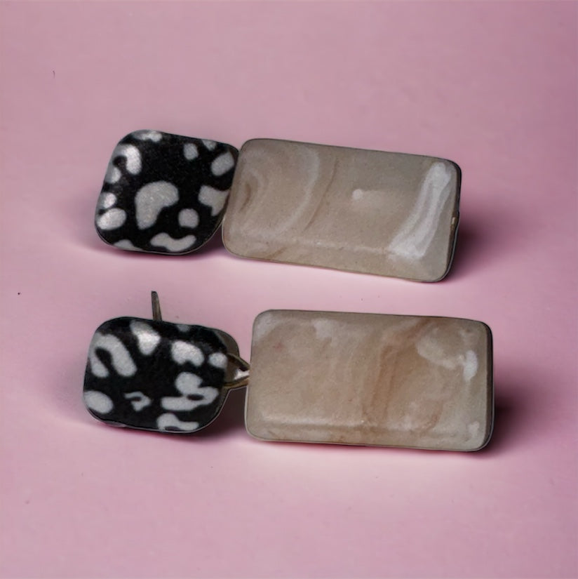 Marble Leopard Earrings