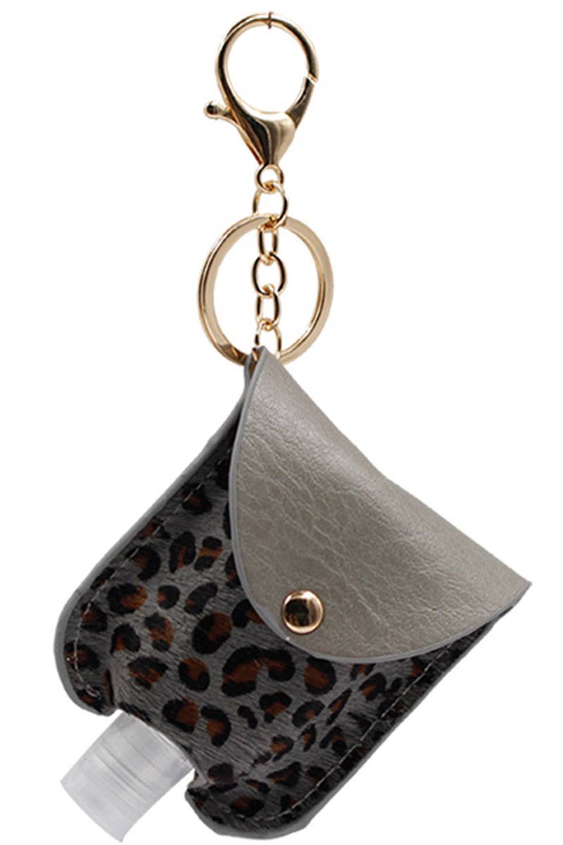 Genuine Leather Animal Sanitizer Keychain Holder