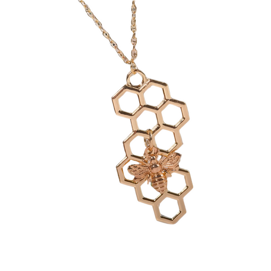 Gold Bee Hive Necklace