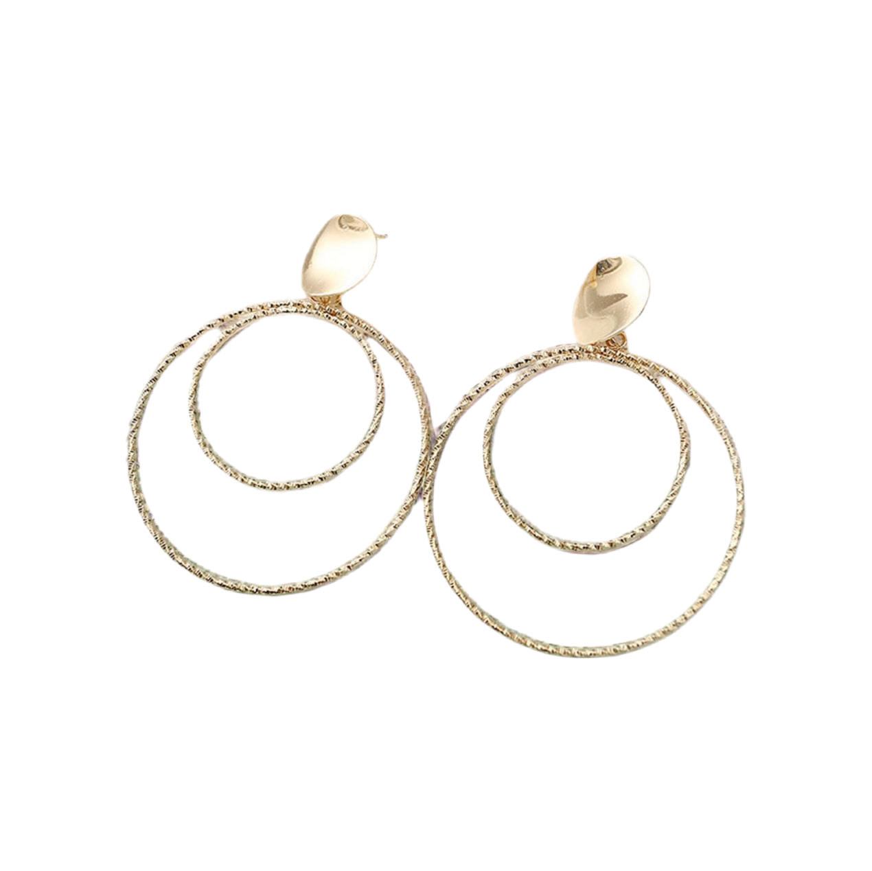 Studded Double Golden Hoops