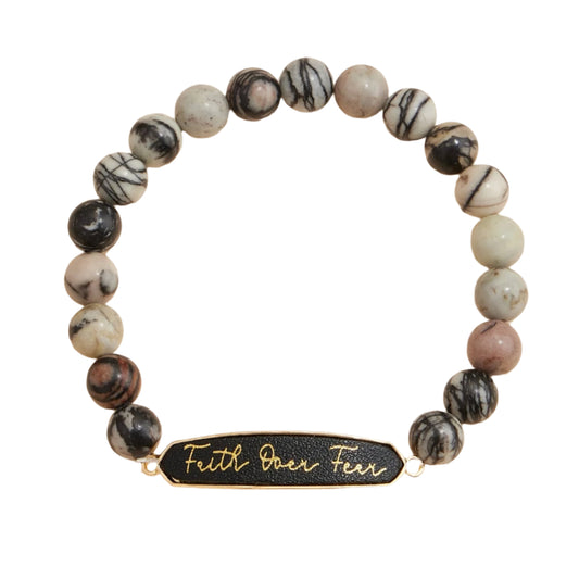 Faith Over Fear Natural Stones Beaded Bracelet