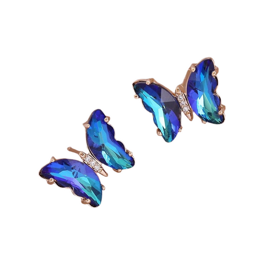 Blue Butterfly Crystal Earrings