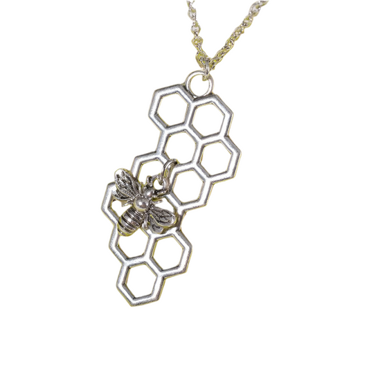 Silver Bee Hive Necklace