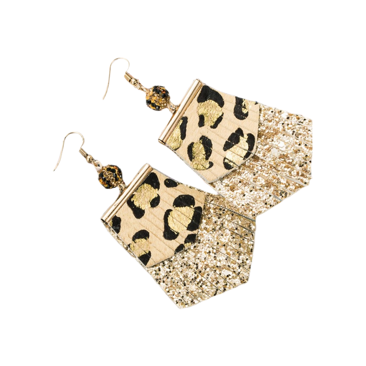 Gold Leopard Glitter Earrings