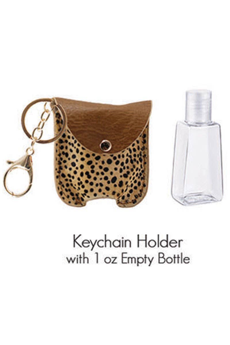Genuine Leather Animal Sanitizer Keychain Holder