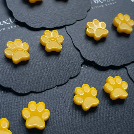 Yellow Paw Print Earrings
