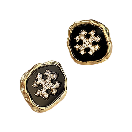 Black & Gold Stud Earrings