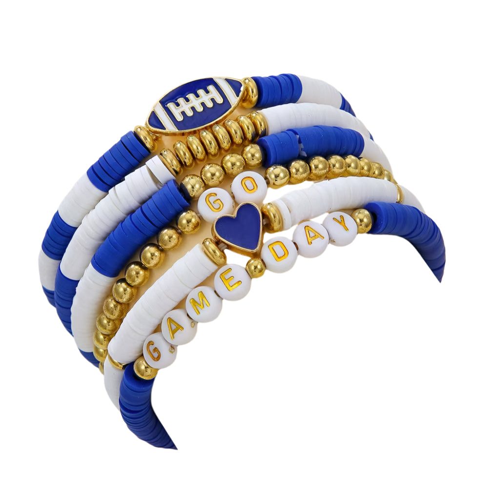 Blue and White Touchdown Style Football Bracelets