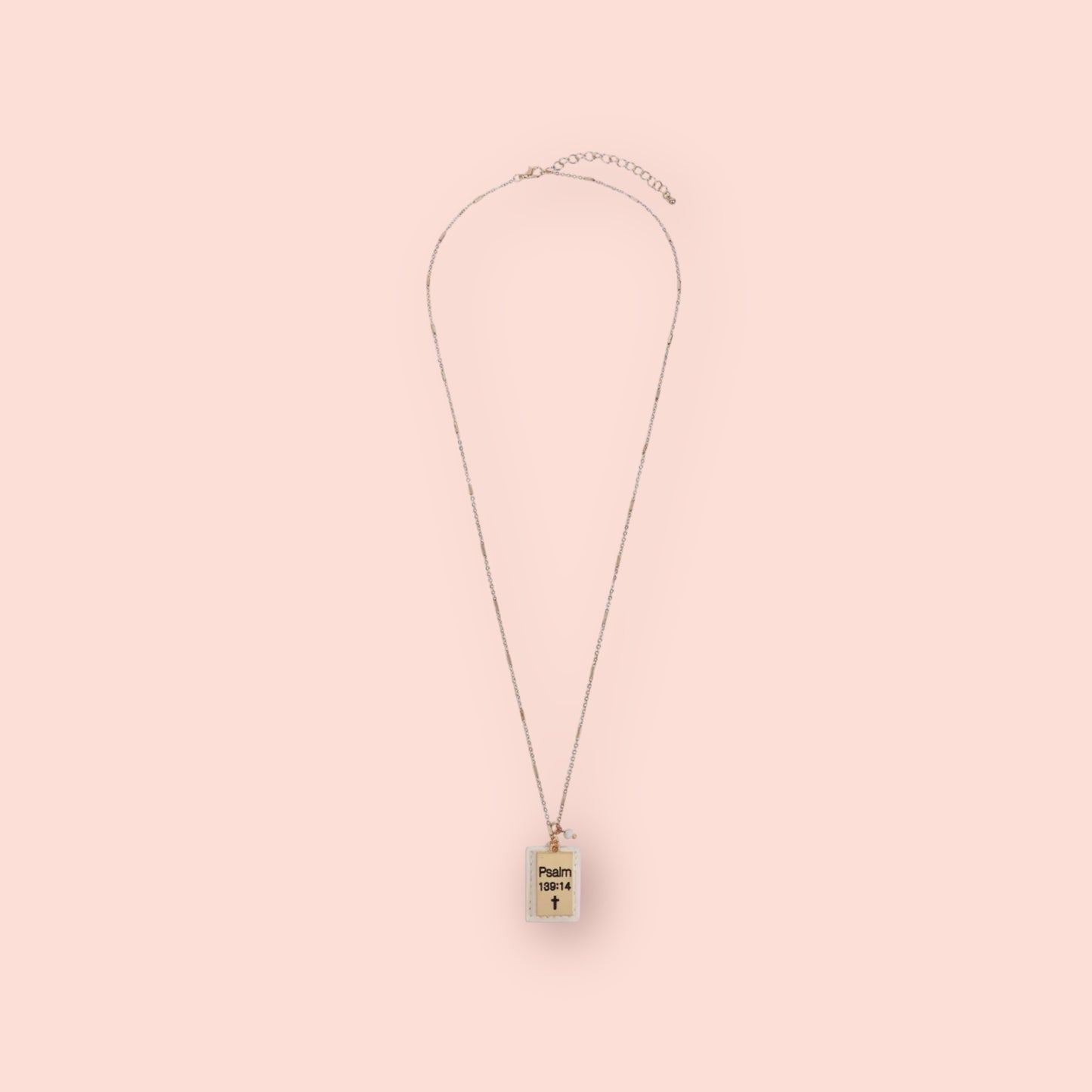 Ivory Psalm 139:14 Engraved Plate Pocket Necklace