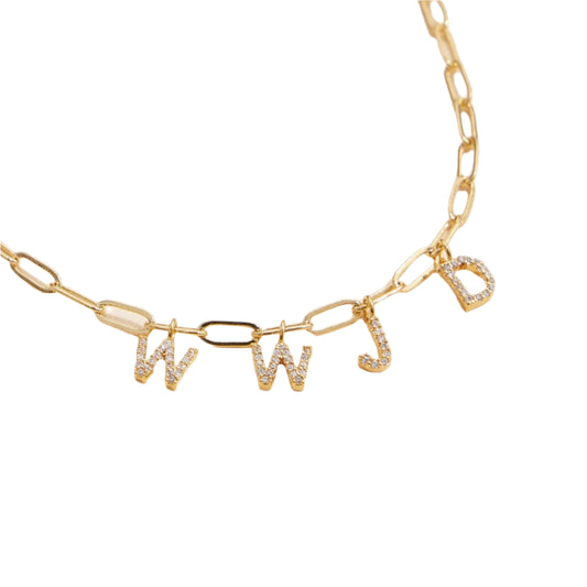 Sparkling "WWJD" Cubic Zirconia  Necklace