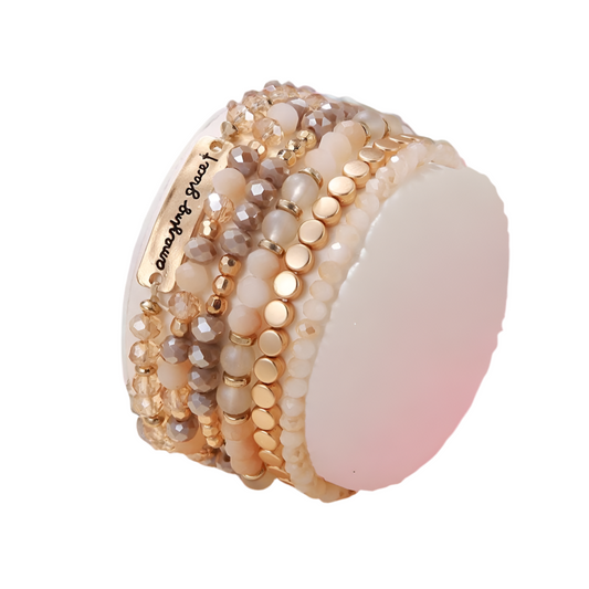 Amazing Grace Beaded Bracelet-Tan