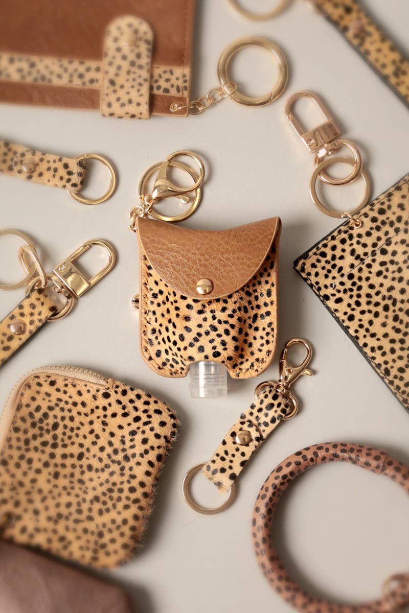 Genuine Leather Animal Sanitizer Keychain Holder