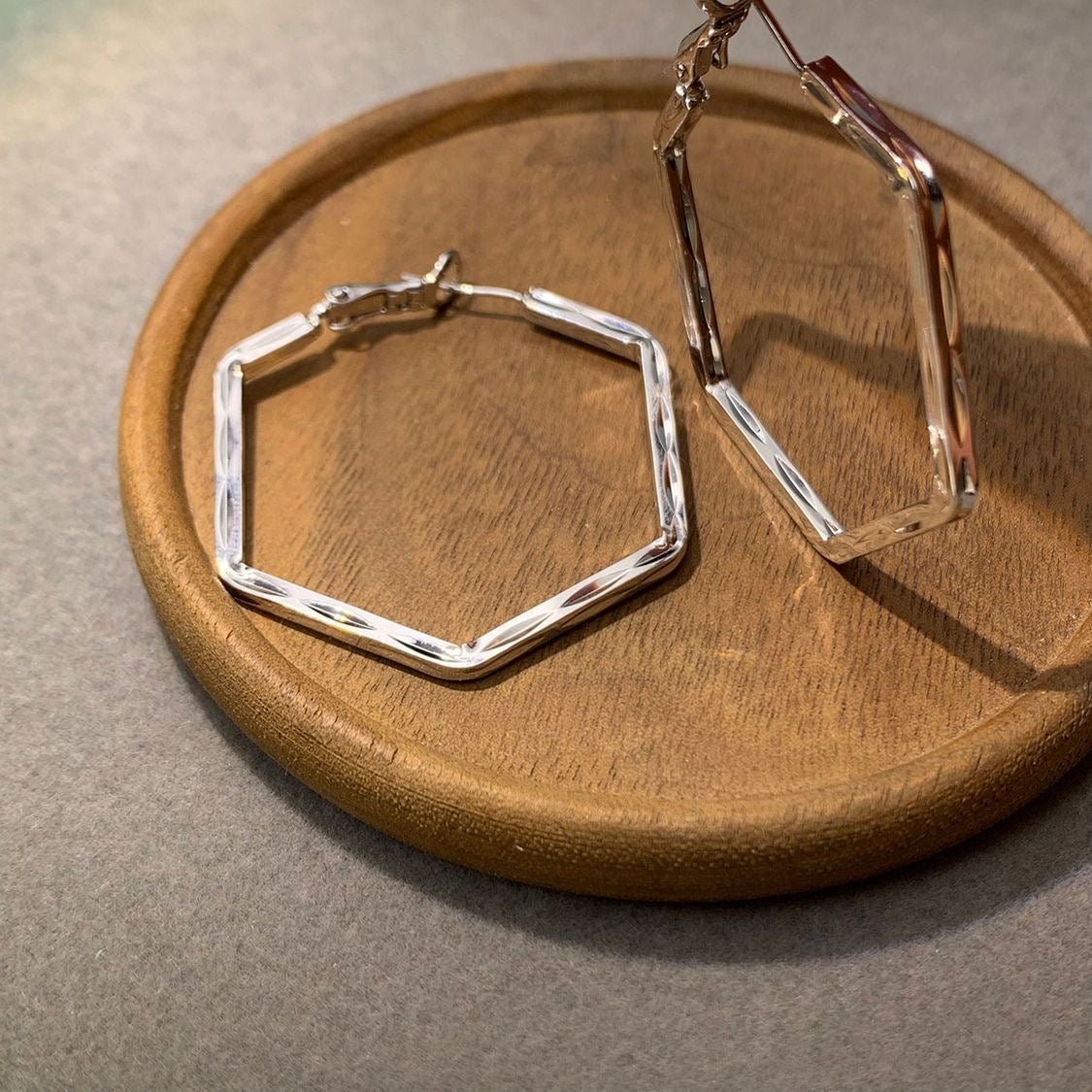 Hexagon Hoop Earrings