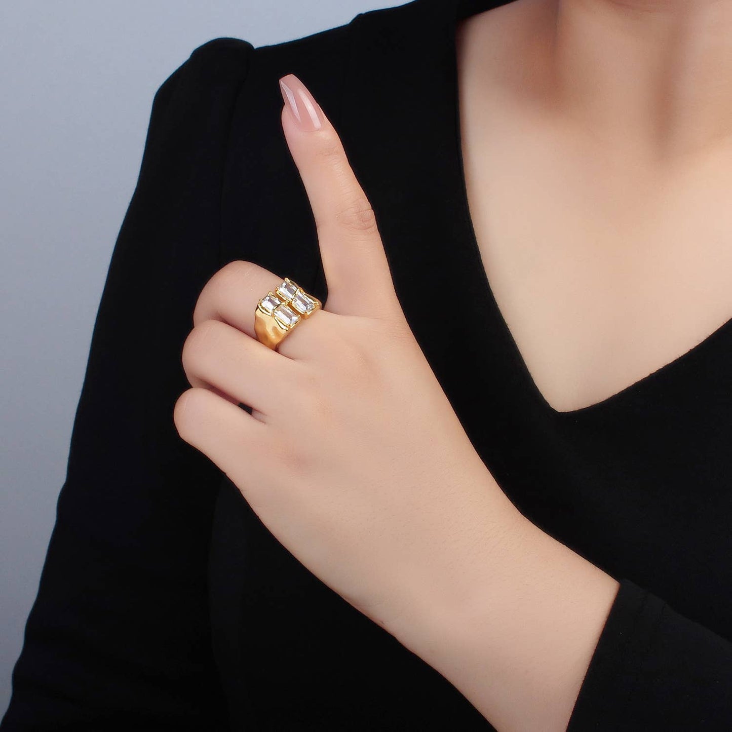 Bold Diamond Chunk Ring Size 6
