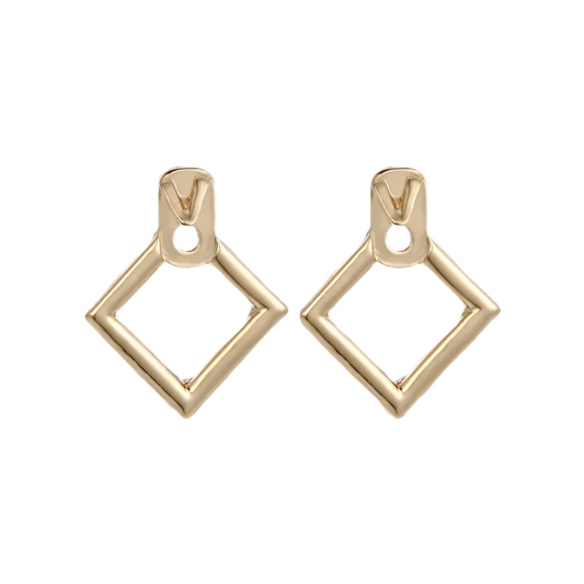 Peekaboo Gold Square Earrings