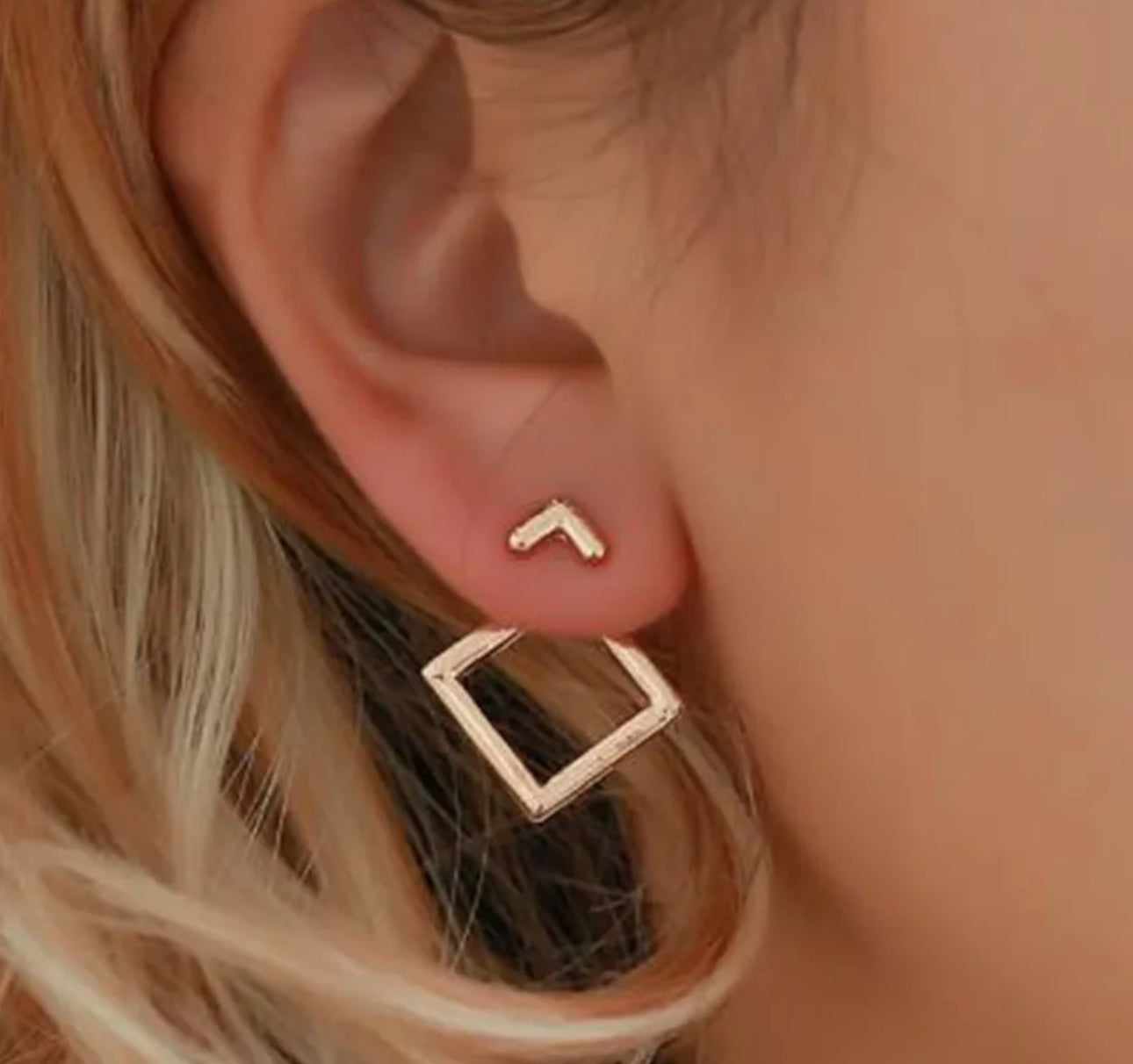 Peekaboo Gold Square Earrings