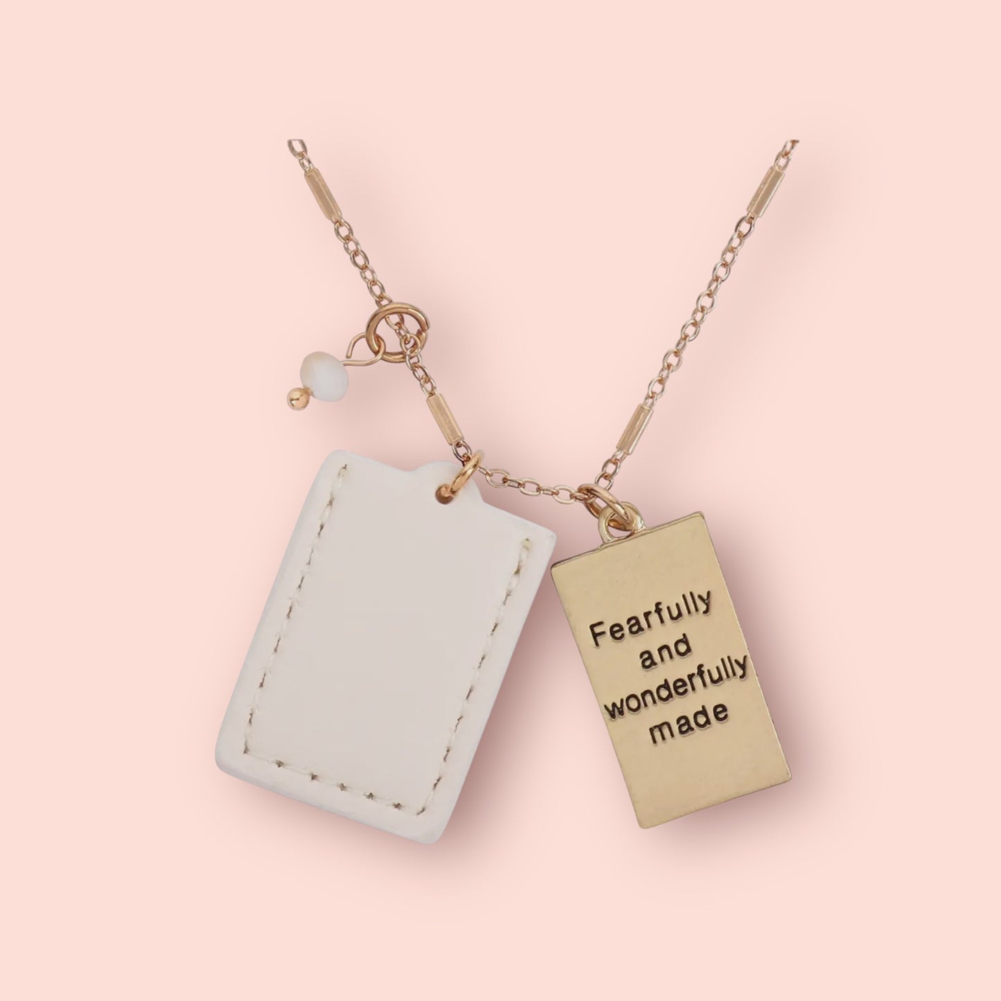 Ivory Psalm 139:14 Engraved Plate Pocket Necklace