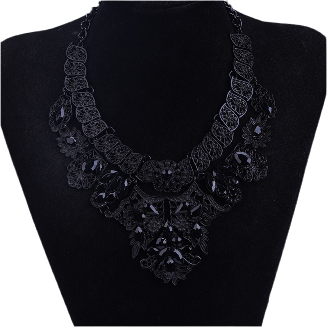 Black Crystal Bold Glamour Necklace