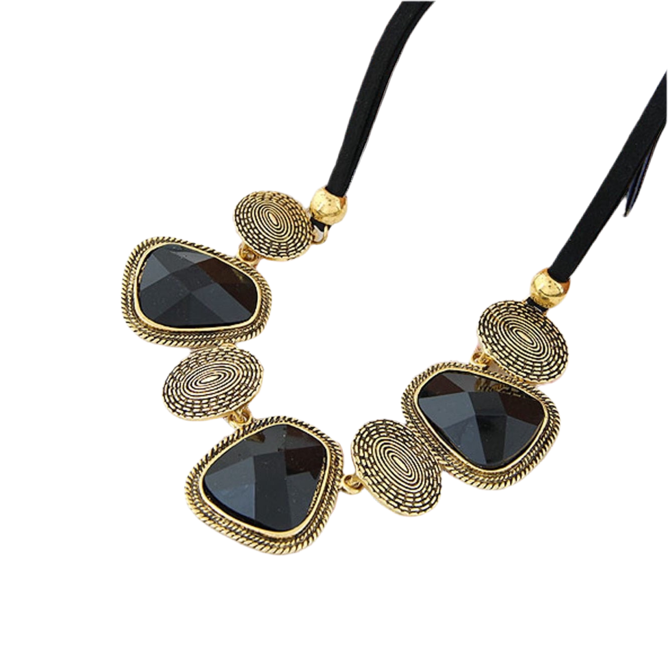 Black Crystal and Gold Necklace