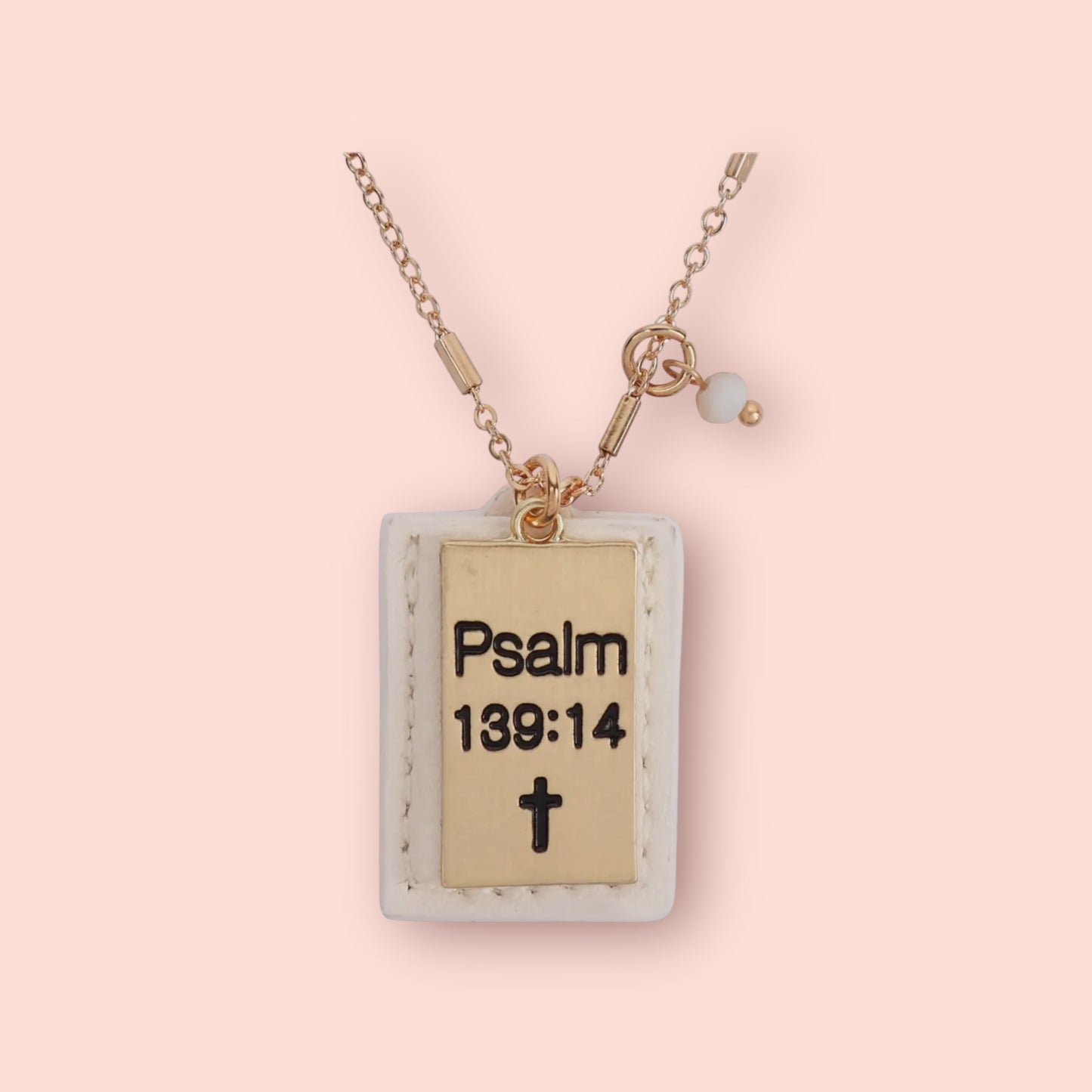Ivory Psalm 139:14 Engraved Plate Pocket Necklace
