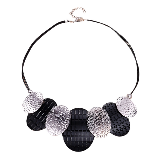 Textured Black and Silver Necklace