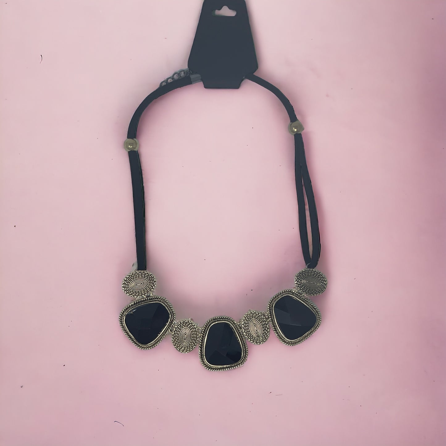 Black Crystal and Gold Necklace