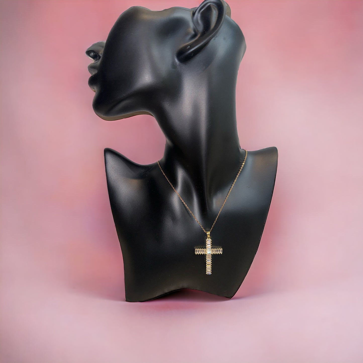 Gold & Crystal Cross Necklace