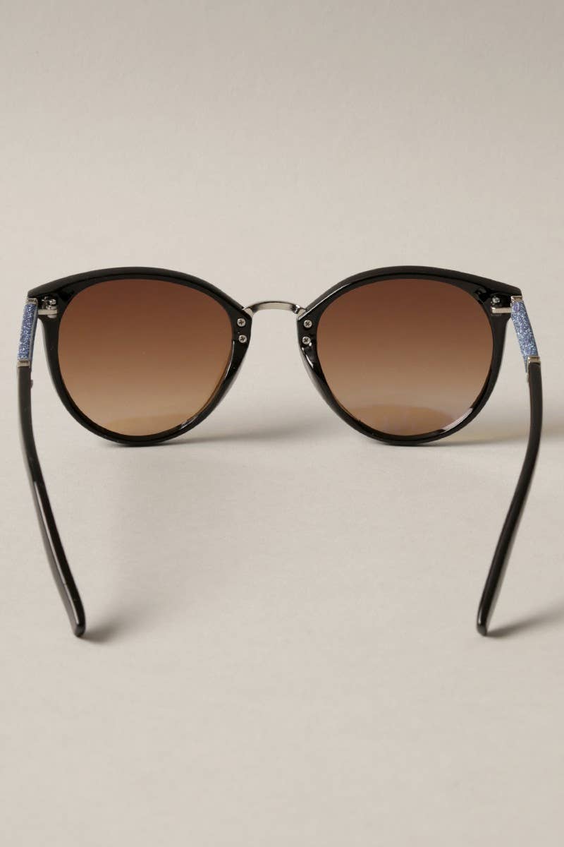 Women's Round Glitter Arm Sunglasses: 12 ASSORTED COLOR / One Size