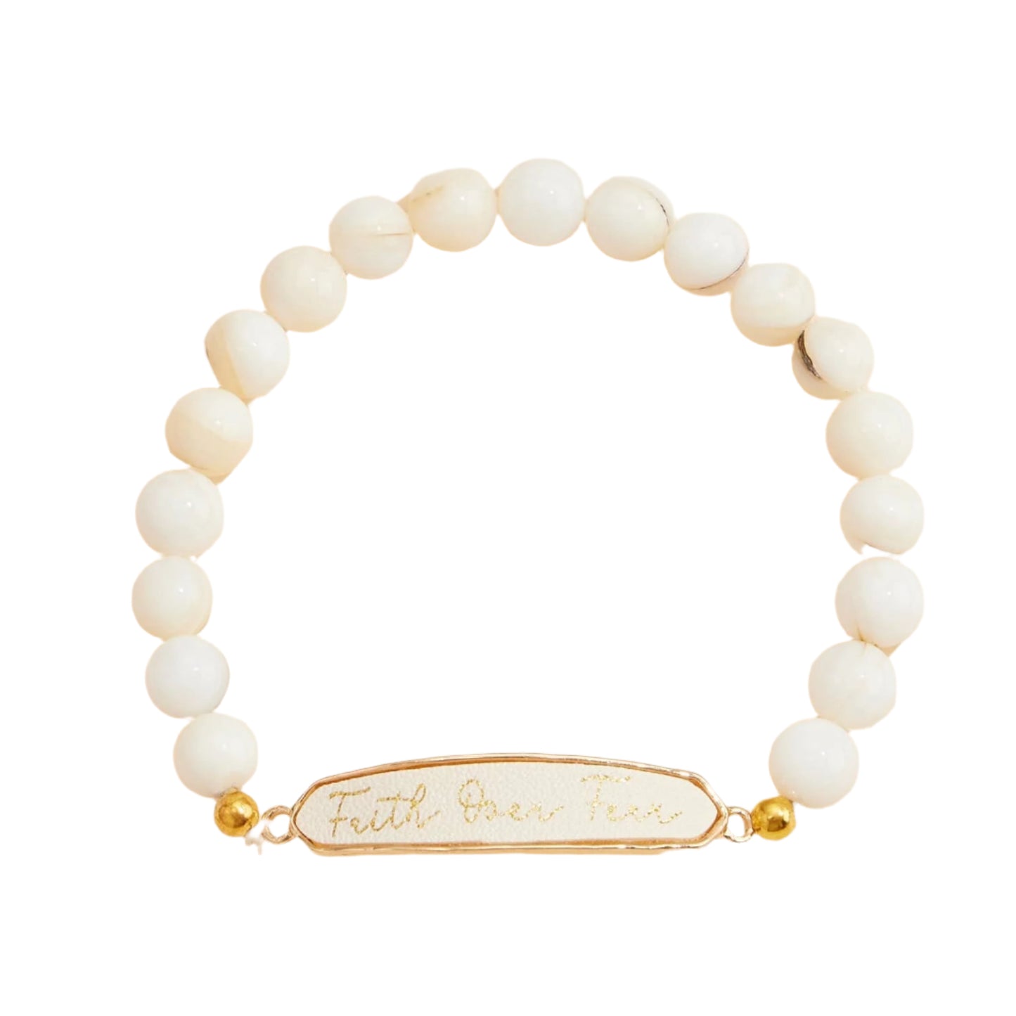 Faith Over Fear Natural Stones Beaded Bracelet