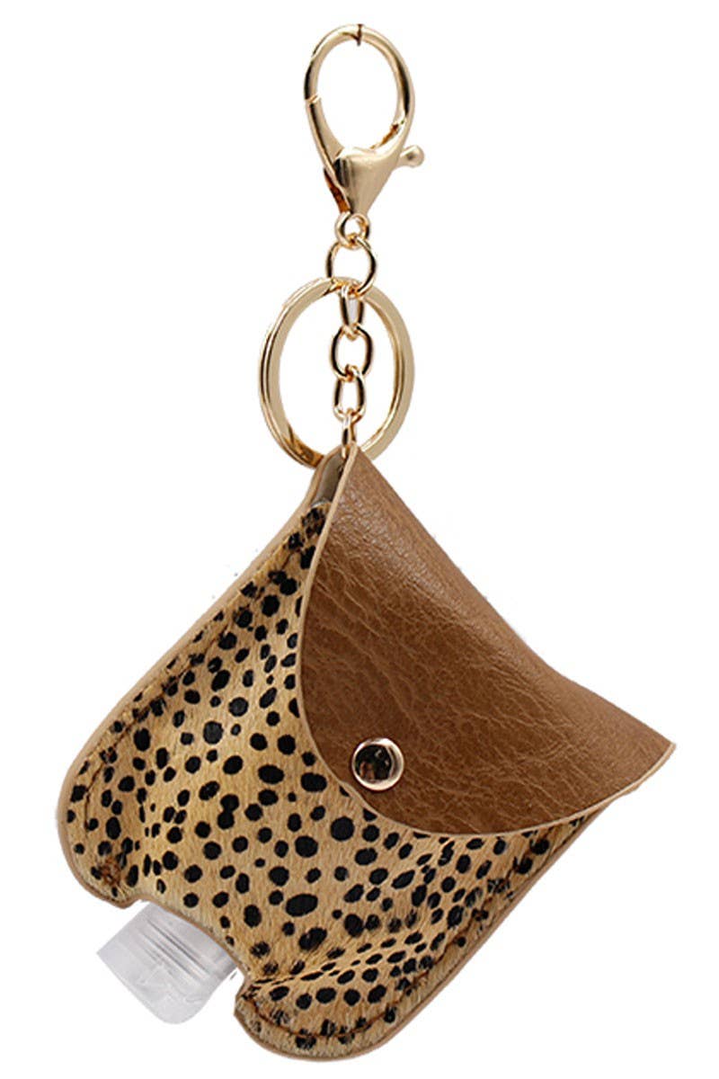 Genuine Leather Animal Sanitizer Keychain Holder