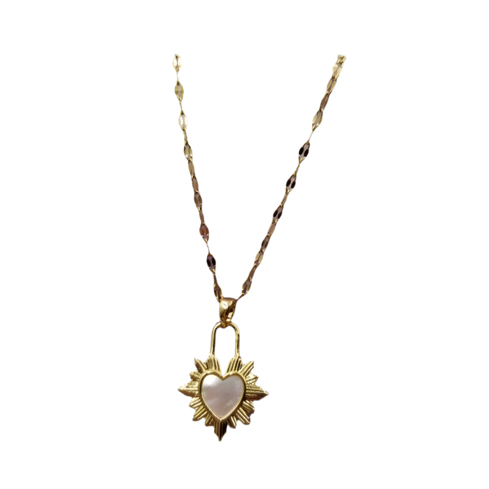 Mother of Pearl Seashell Heart Necklace