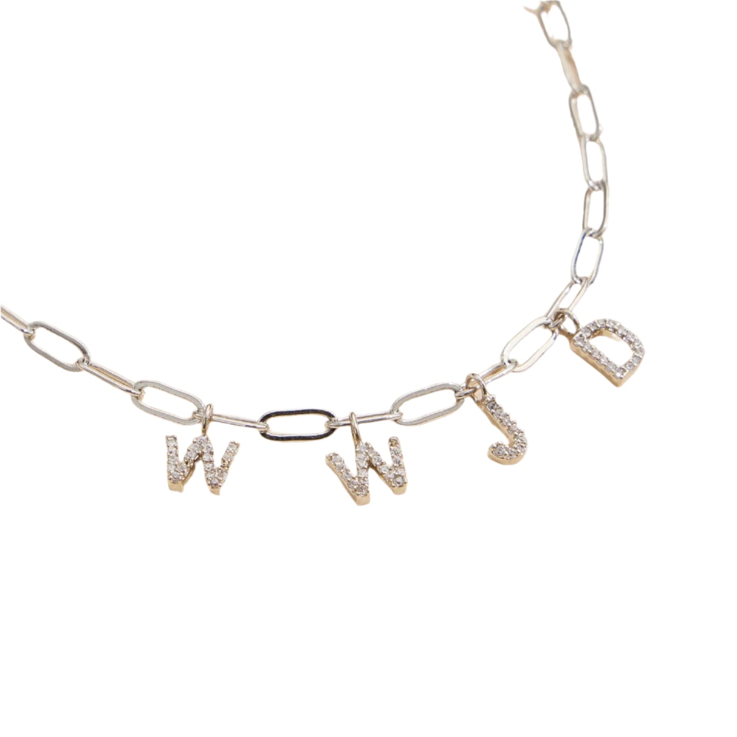 Sparkling "WWJD" Cubic Zirconia  Necklace