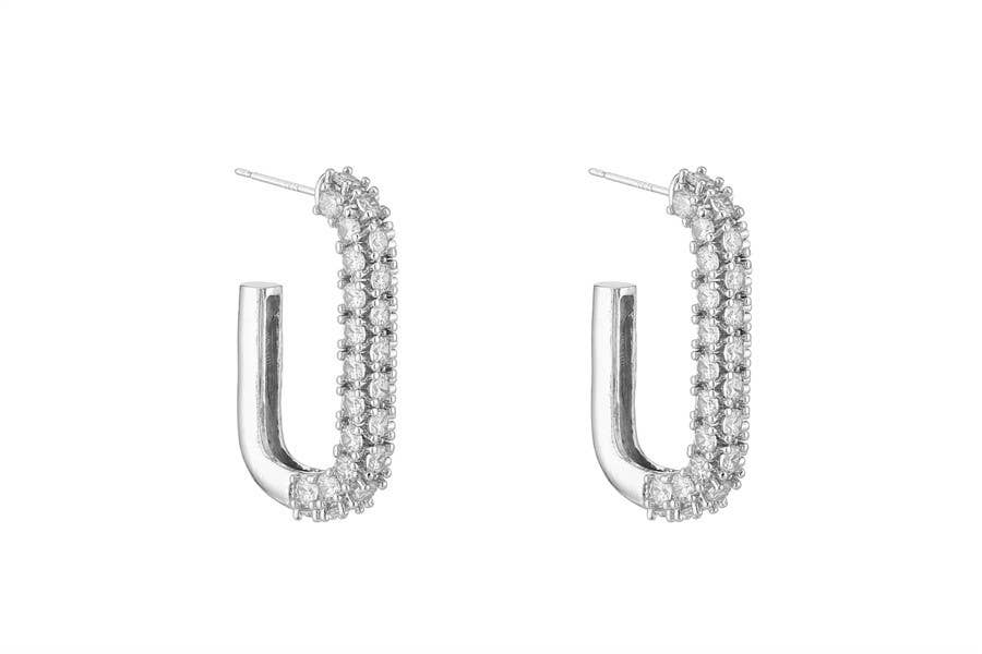 Rhinestone Dangling Hoop Earring